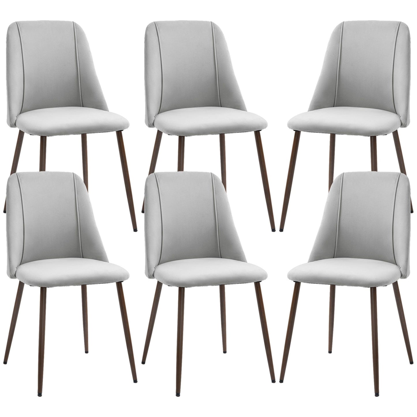Velvet Dining Chairs Set of 6 - Grey