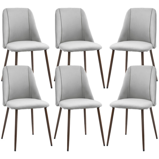 Velvet Dining Chairs Set of 6 - Grey