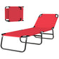 Outdoor Folding Lounge Chair, Steel Tanning Chair with Reclining Back, Breathable Mesh for Beach, Yard, Patio, Red