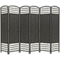 6 Panel Folding Room Divider, Portable Privacy Screen, Wave Fiber Room Partition for Home Office, Black