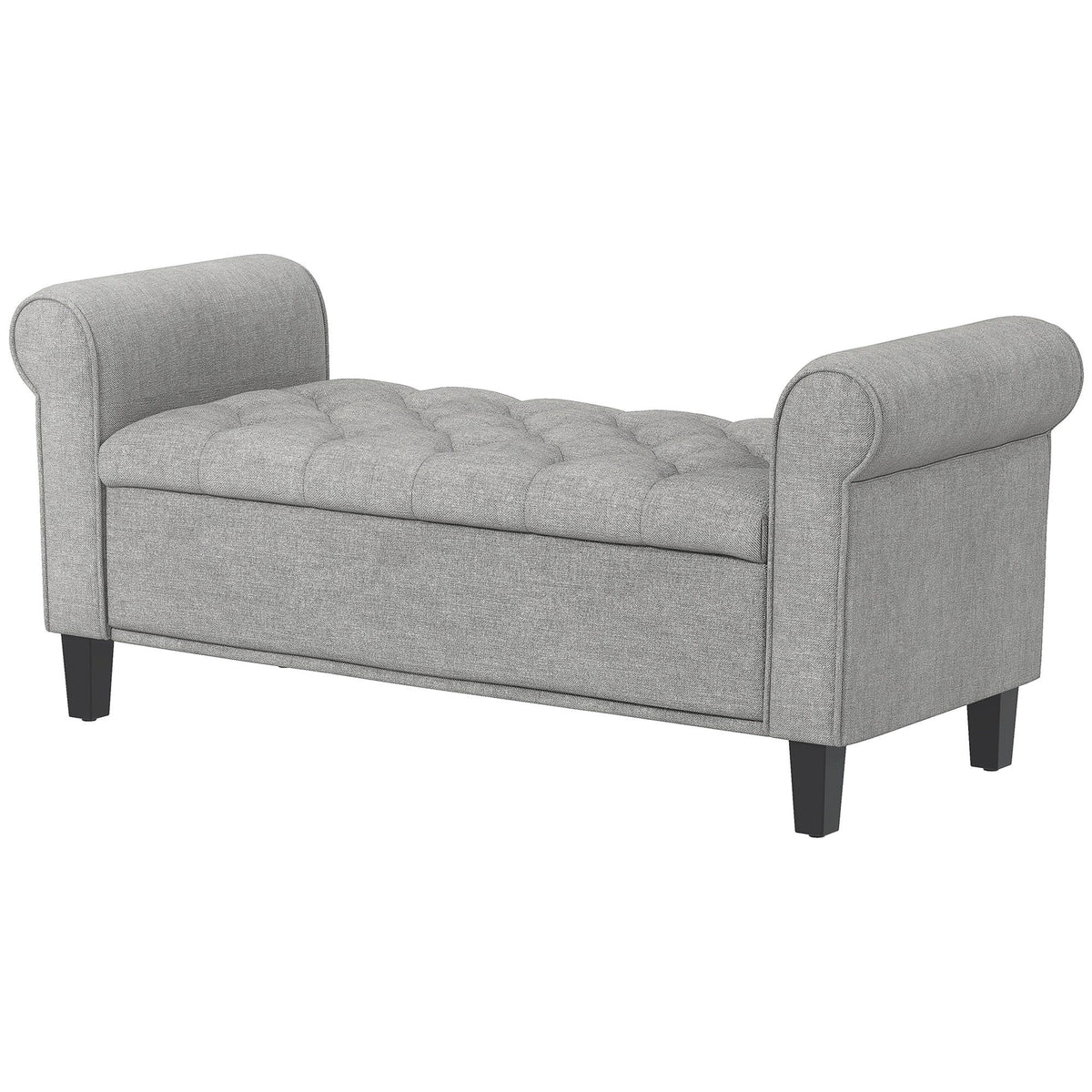 50" Storage Ottoman Bench with Rolled Arms - Light Grey