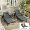 Patio Chaise Lounge Chair Cushions Replacement Sun Lounger Pads with Headrest and Ties, Set of 2, Grey