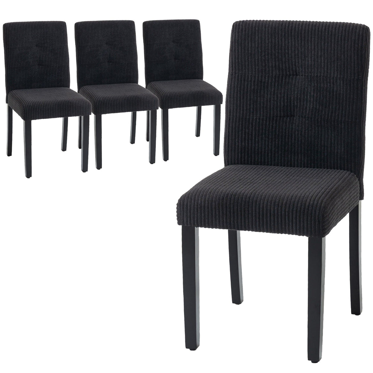 Dining Chairs Set of 4 with Padded Seat - Black