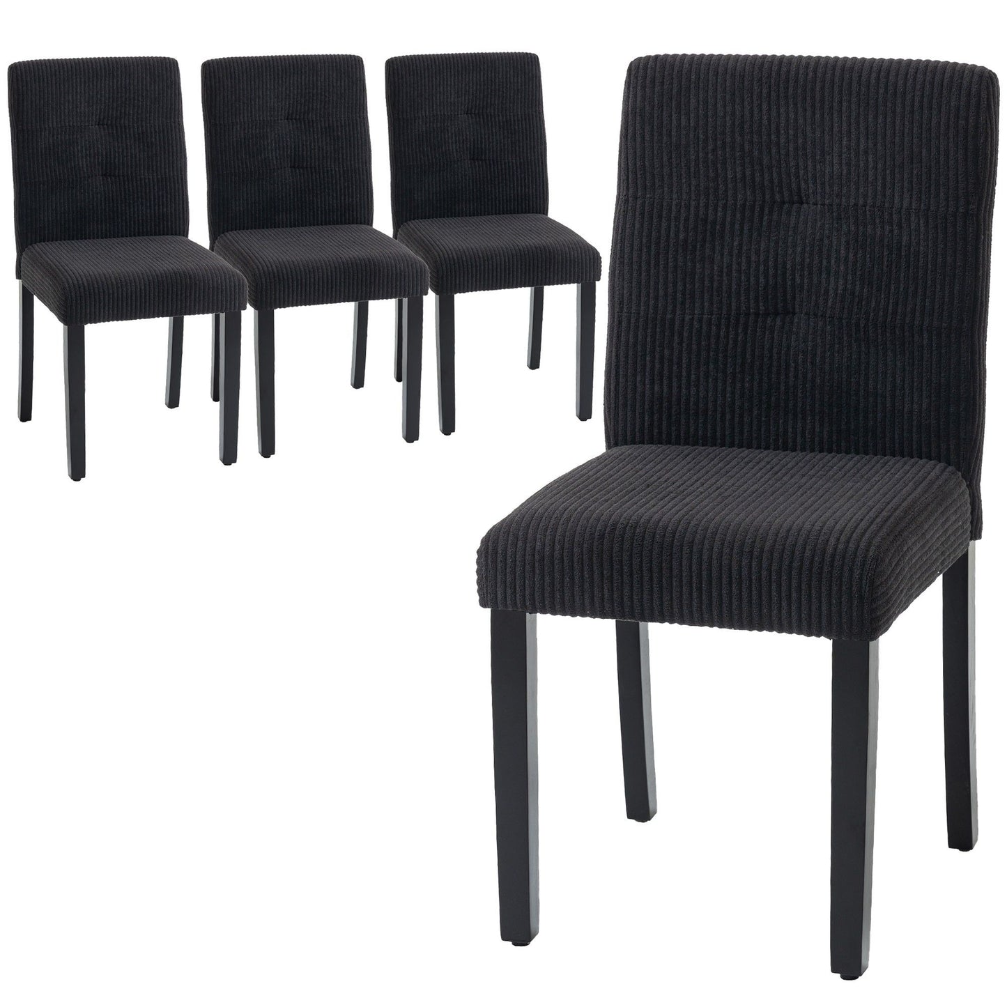 Dining Chairs Set of 4 with Padded Seat - Black