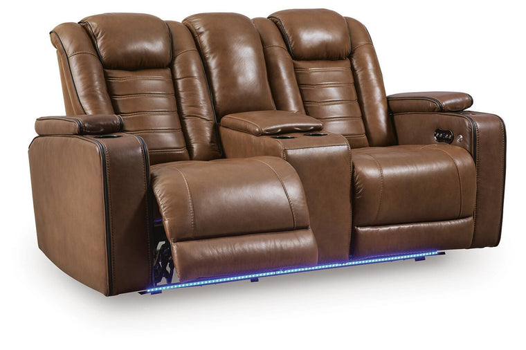Gruaro - Power Reclining Loveseat With Console / Adjustable Headrest - Amber