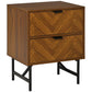 Bedside Table, Nightstand for Bedroom, End Side Table Dresser Storage with 2 Drawers, Walnut Brown