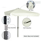 7.5ft Cream Half Parasol with Crank Handle & Top Vent