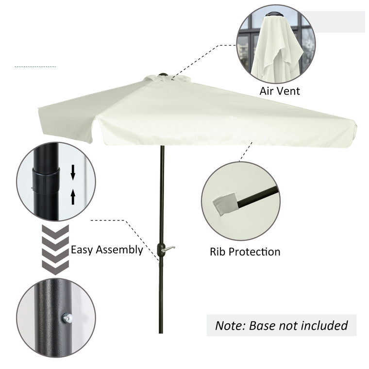 7.5ft Cream Half Parasol with Crank Handle & Top Vent