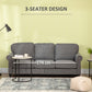 3-Seater Sofa Couch, 81" Modern Upholstered Linen Fabric Sofa with Rubberwood Legs, Nailhead Trim and Rolled Arms for Living Room, Bedroom and Apartment, Grey