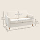 2-Seat Sofa Two-Seater Couch with Armrests and Wood Legs for Living Room, Bedroom, Cream White