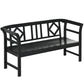 Wooden Outdoor Bench, 3 Person Patio Garden Bench with Diamond Pattern Backrest, Slatted Seat, 792 LBS Capacity, Black