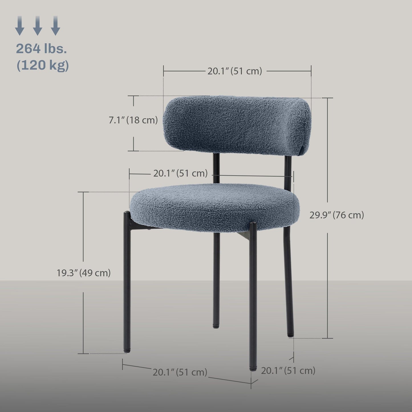 Set of 4 Berber Fleece Dining Chairs - Grey