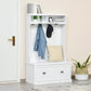 64.5" Hall Tree with Storage Drawer and 4 Hooks - White