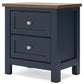 Landocken - Brown / Blue - Two Drawer Night Stand