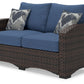 Windglow - Blue / Brown - Loveseat With Cushion