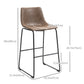 28.7" Bar Height Bar Stools Set of 2, Vintage PU Leather Bar Chairs, Kitchen Stools with Footrest for Home Bar, Tan Brown