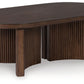 Korestone - Dark Brown - Oval Cocktail Table