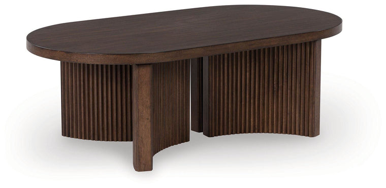 Korestone - Dark Brown - Oval Cocktail Table - Forward Furniture