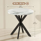 29" Dining Table, Contemporary Round Kitchen Table with Steel Legs, White Marble-Effect