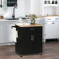 Rolling Kitchen Island Cart with Wood Top - Black