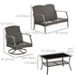 4 Pcs Wicker Sofa Set with 2 Swivel Chairs Patio Furniture Set w/ Two Tier Tea Table & Cushions, Navy Blue