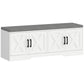Cushioned Shoe Storage Bench with Doors - White