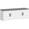 Cushioned Shoe Storage Bench with Doors - White