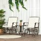 3 Piece Patio Glider Set Outdoor Gliders with Breathable Mesh Seat, Glass Top Table for Garden, Yard, Cream White