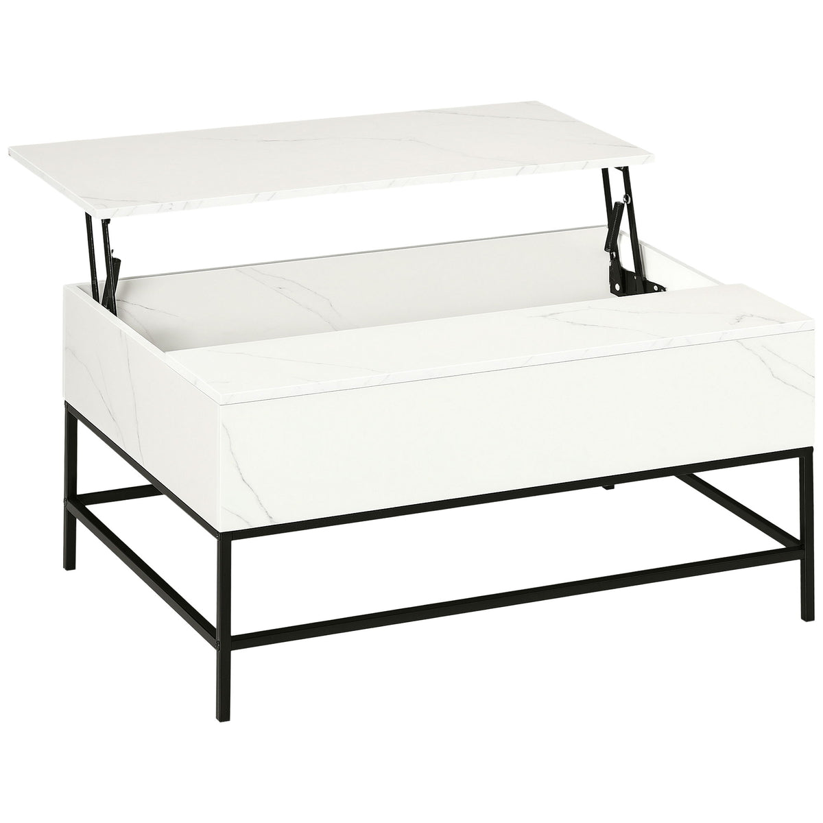 Lift Top Coffee Table with Hidden Storage Compartment Lift Tabletop Center Table for Living Room, White