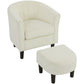 Upholstered Accent Chair with Ottoman - Cream White