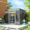 6' x 8.5' Outdoor Metal Garden Shed Utility Tool Storage Steel Backyard House, Dark Grey