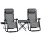 Zero Gravity Chair Set of 2 Patio Chair with Side Table Cupholders and Pillows for Pool, Backyard, Lawn, Beach, Grey