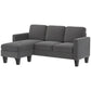 Sectional Sofa, L Shaped Couch, with Changeable Chaise or Ottoman, Dark Grey