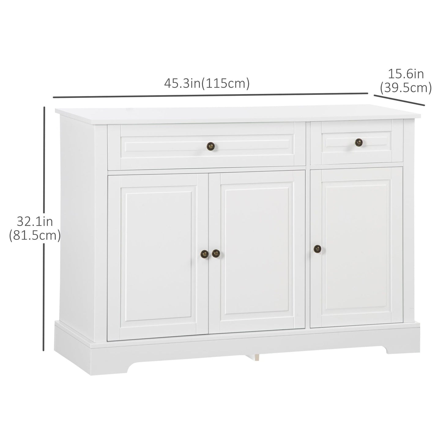 Sideboard Buffet Cabinet with 2 Drawers - White