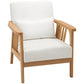 Armchair Upholstered Lounge Chair with Rubber Wood Frame Throw Pillows and Comfortable Cushion, White