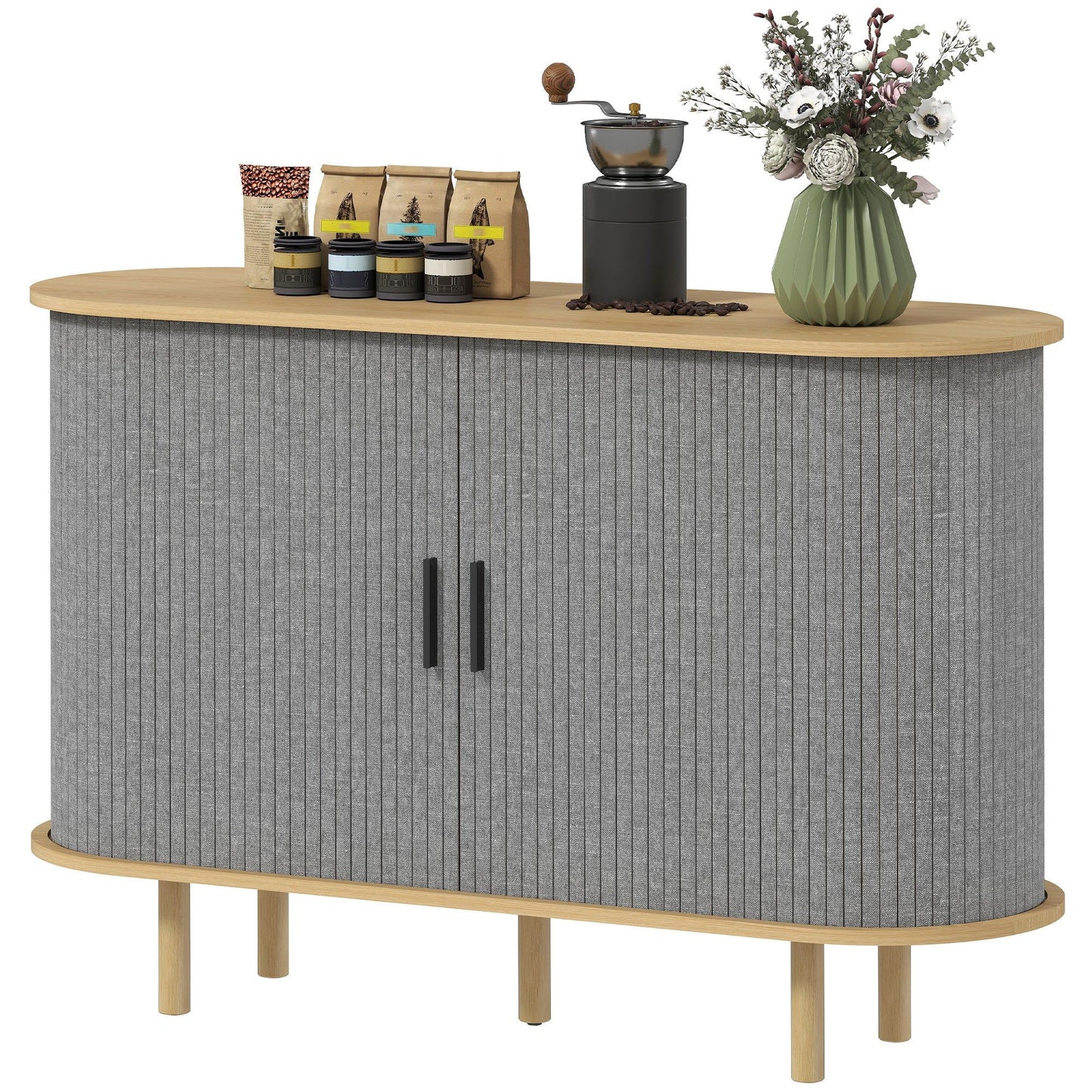 47" Fluted Buffet Sideboard with Tambour Doors - Grey