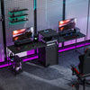 96 Inch Gaming Desk, Dual Computer Desk for 2 Person with Power Outlets and Monitor Stands, Black