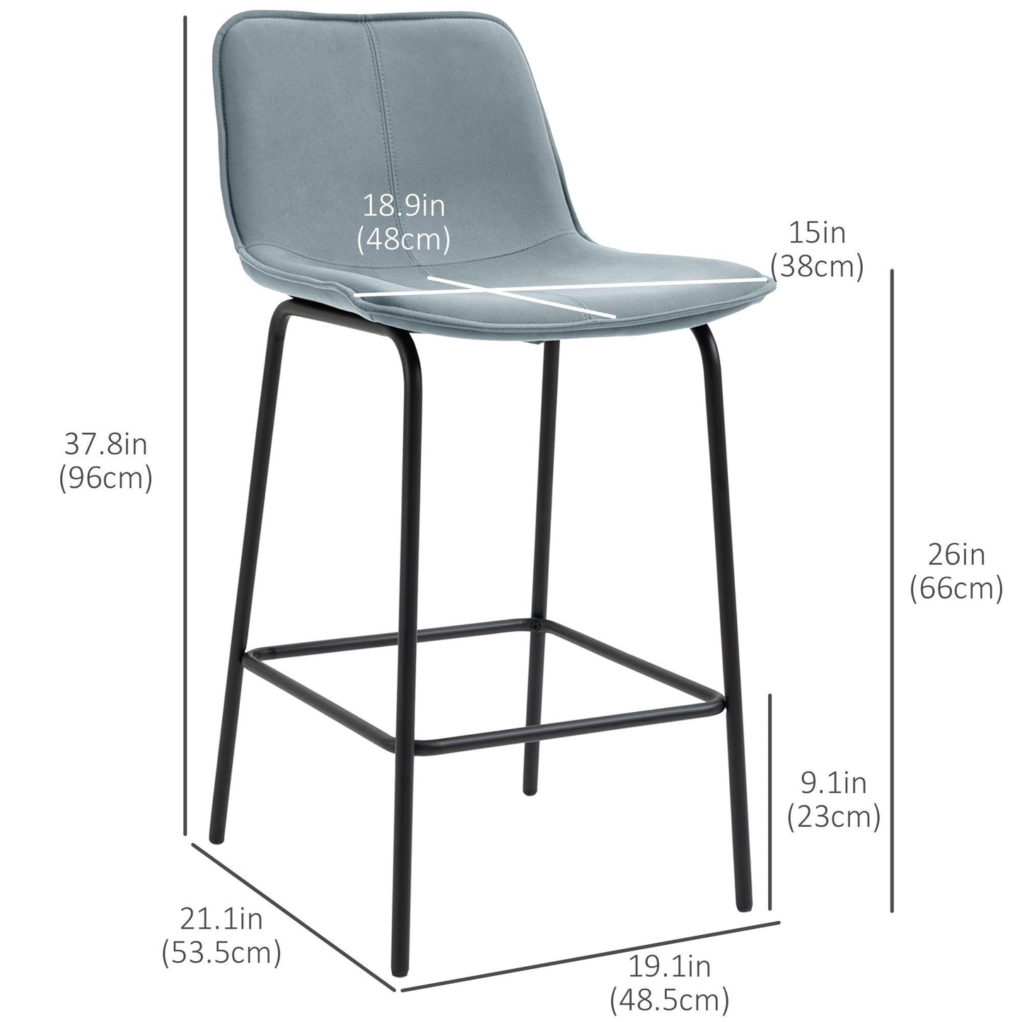 Upholstered Counter Height Bar Stools Set of 2
