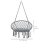 Patio Hammock Chair, Hanging Rope Hammock Swing for Indoor & Outdoor Use with Backrest, Cotton-Polyester Blend, Fringe Tassels, Dark Grey