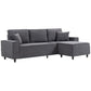 L-Shaped Corduroy Sectional Sofa with Reversible Chaise - Charcoal Grey