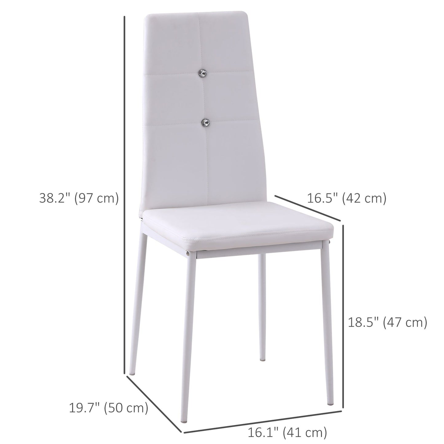 Set of 4 Tufted High-Back Dining Chairs - White