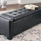 Benches - Black - Upholstered Storage Bench - Faux Leather