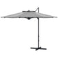 10 FT Cantilever Umbrella, Aluminum Hanging Offset Umbrella with 360°Rotation, Crank, Tilt, Cross Base, Grey