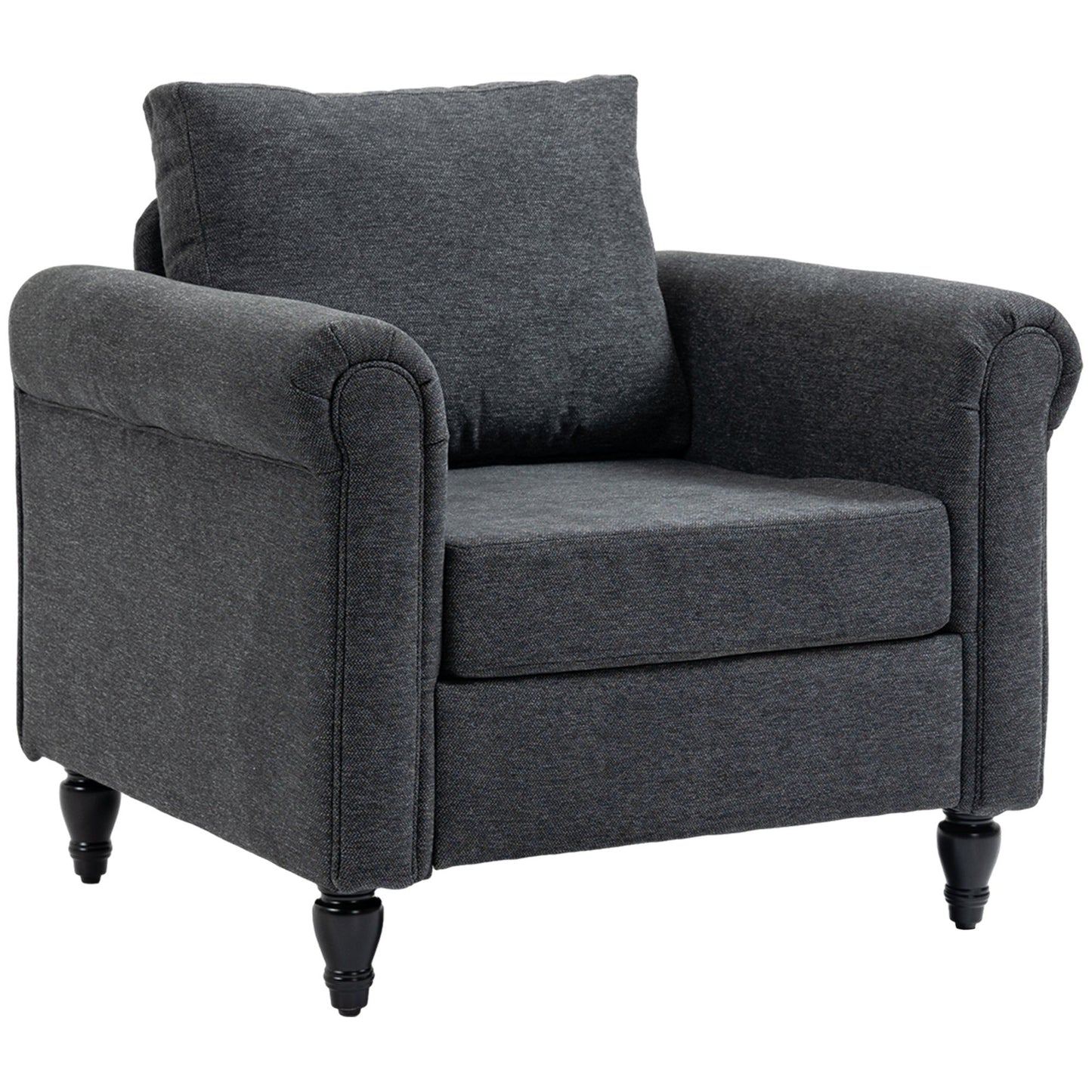 Vintage Accent Armchair with Rolled Arms - Dark Grey