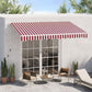 10' x 8' Manual Retractable Awning, Sun Shade Shelter Canopy, with Aluminum Frame and UV Protection for Patio Deck Yard Window Door, Wine Red and White Stripe