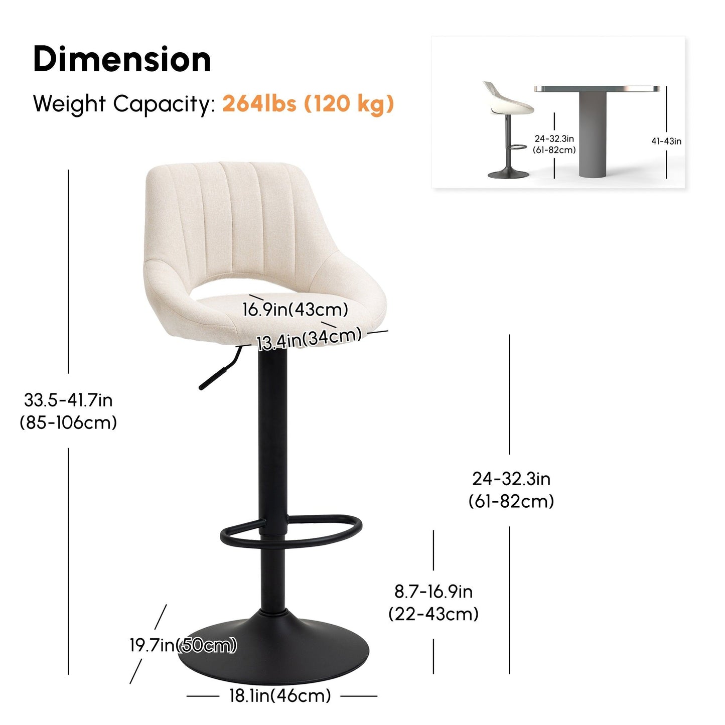 Swivel Counter-Height Bar Stools Set of 2 - Cream