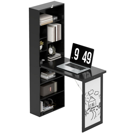 Fold-Out Wall Mount Desk with Whiteboard - Black