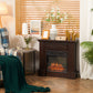 Electric Fireplace with Mantel, Freestanding Heater Corner Firebox with Log Hearth and Remote Control, 1400W, Brown