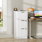 3-Drawer Filing Cabinet with Lock - White
