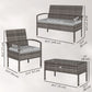 4 Pieces Patio Furniture Set with A Loveseat, Two Armchairs and A Coffee Table, Outdoor Conversation Set, Light Grey